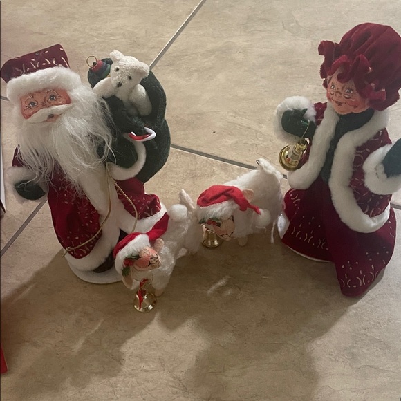 Hallmark Santa and Mrs. Claus with Pets - Red and White